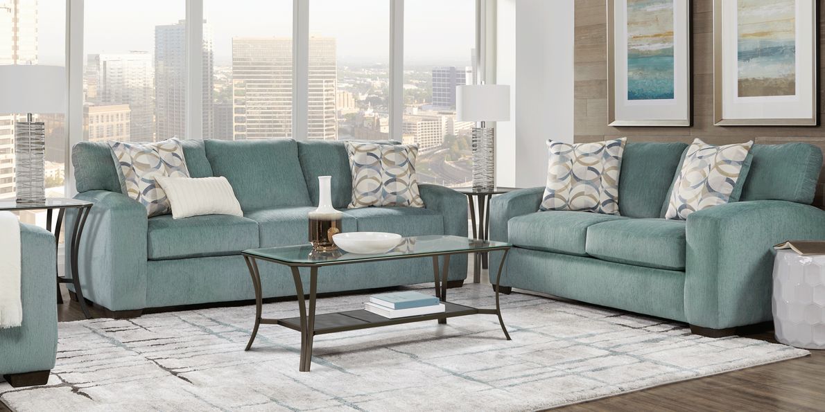 Teal couch and deals loveseat