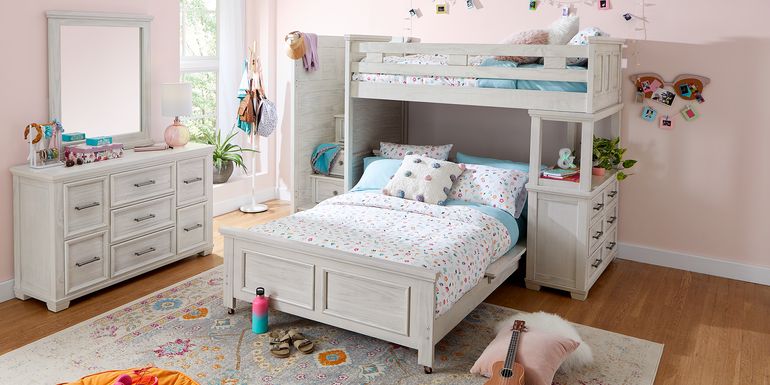 Kids Canyon Lake Ash Gray Twin/Full Step Loft with Dresser