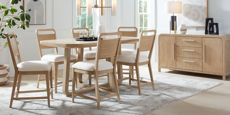 Canyon Sand 7 Pc Counter Height Dining Room with Panel Back Chairs