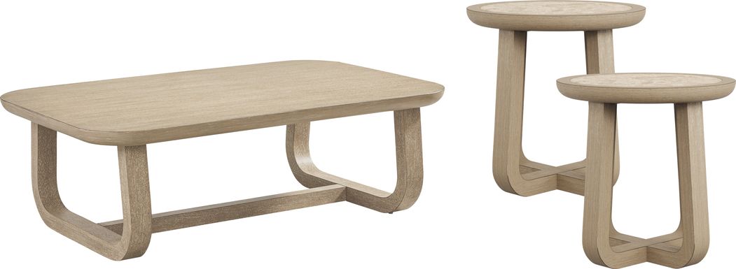 Canyon Sandstone 3 Pc Table Set with Stone Top End Tables