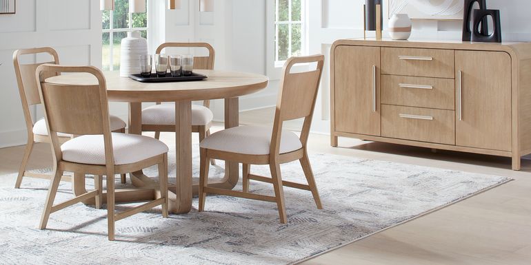 Canyon Sand 5 Pc Round Dining Room with Panel Back Chairs