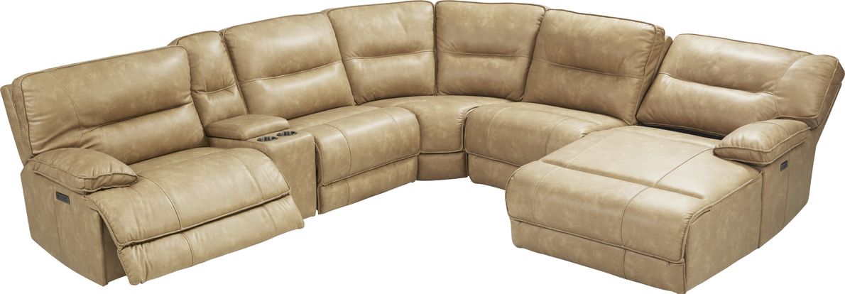 Camel leather on sale reclining sectional