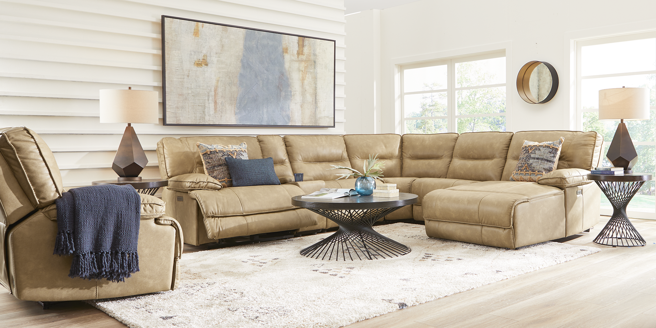 Camel reclining store sectional