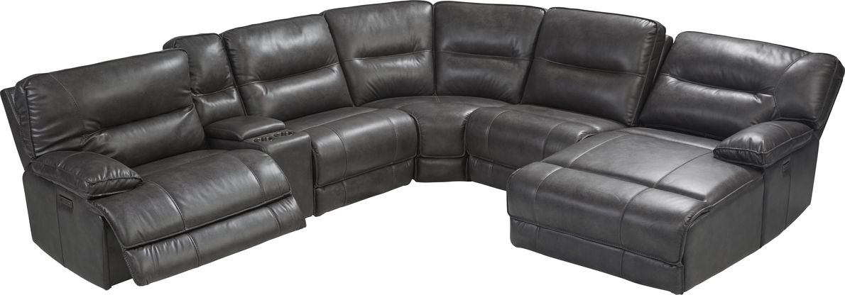 Caranova Dark Gray 6 Pc Dual Power Reclining Sectional with Chaise