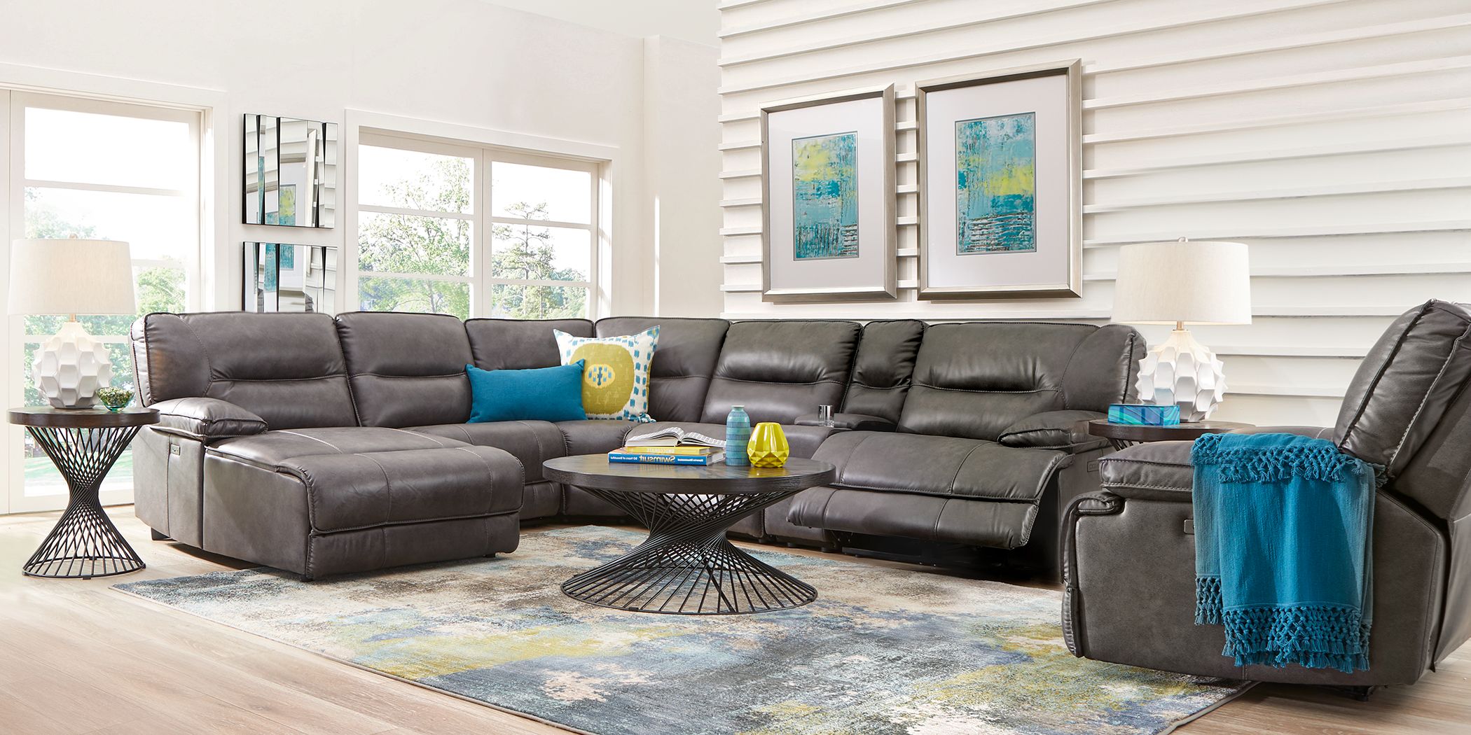 Caranova camel 6 pc dual power reclining sectional with chaise discount