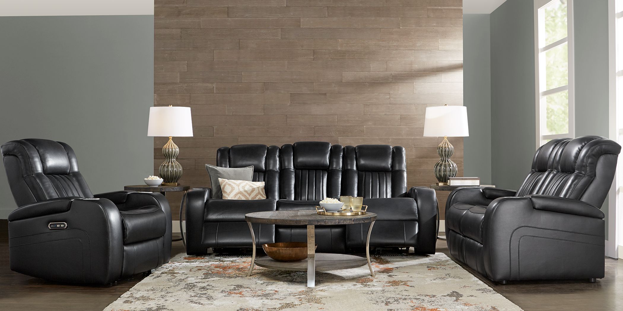 cenova black leather dual power reclining sofa reviews