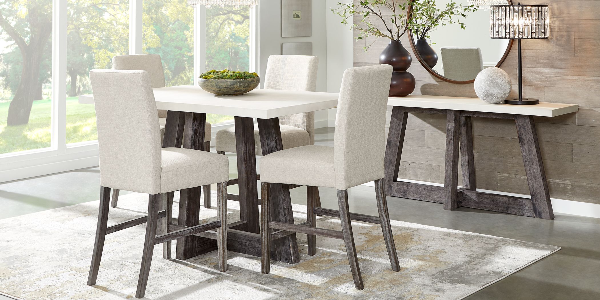 Gray 5 piece counter deals height dining set