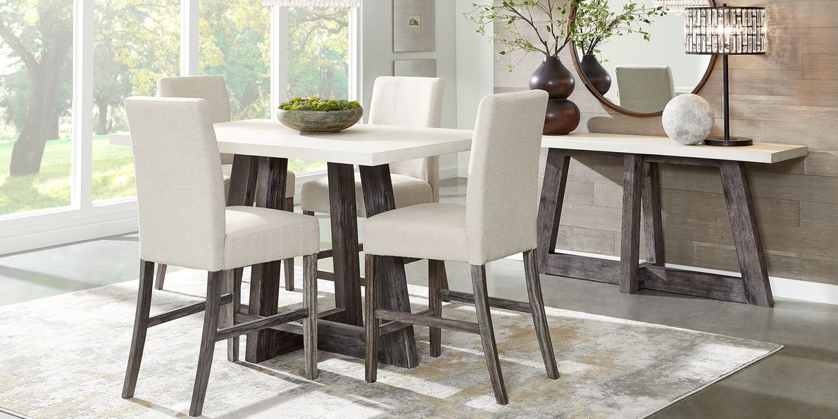 Grey dining room set counter online height