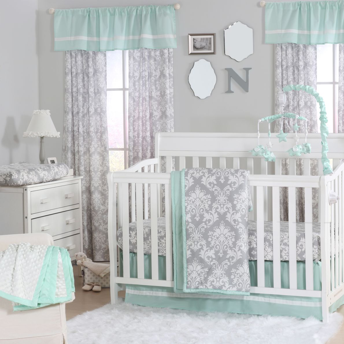 Mint store crib bedding