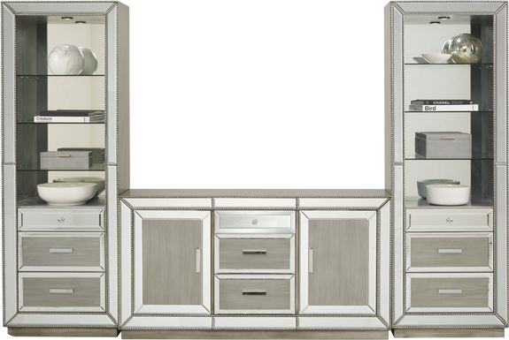 Charlaine Silver 3 Pc Wall Unit with 60 in. Console