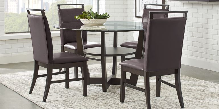 Ciara Espresso 5 Pc 48" Round Dining Set with Brown Chairs