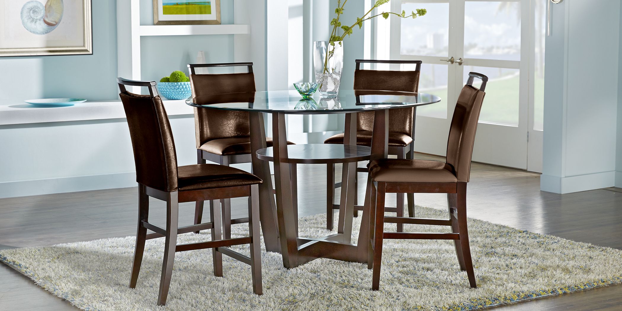 Round dining table discount set counter height