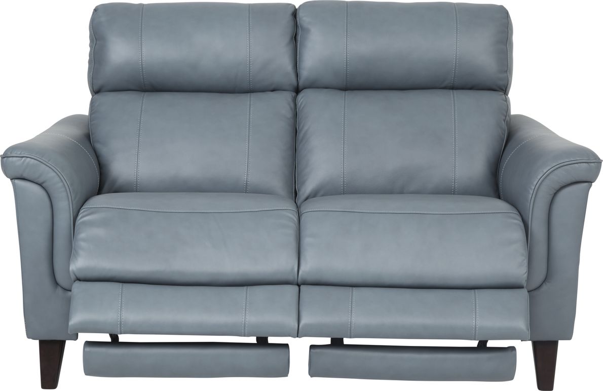 Moana blue leather dual deals power reclining sofa with usb