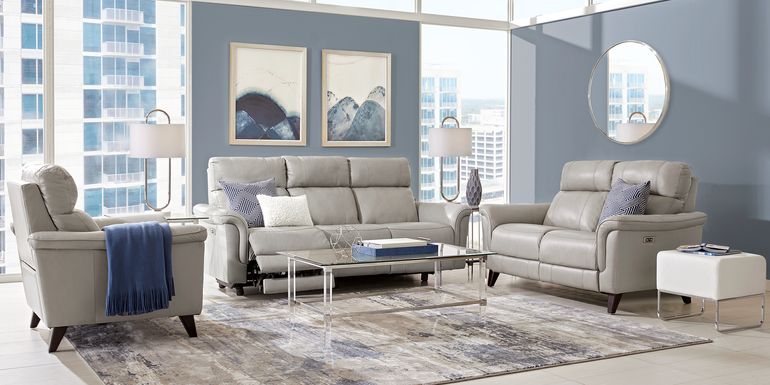 Cindy Crawford Home Avezzano Stone 7 Pc Leather Dual Power Reclining Living Room