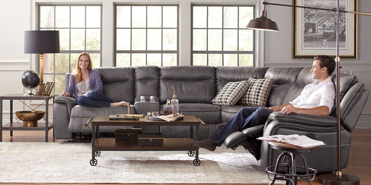 Gray microfiber best sale reclining sectional