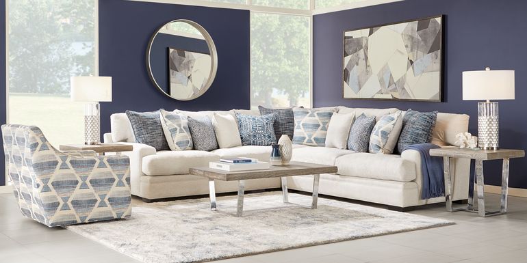 Cindy Crawford Home Bedford Park Ivory 3 Pc Sectional
