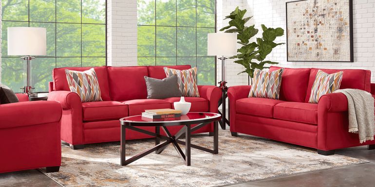 Cindy Crawford Home Bellingham Cardinal Microfiber 7 Pc Living Room with Gel Foam Sleeper Sofa