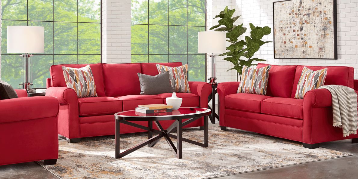 Red microfiber outlet loveseat