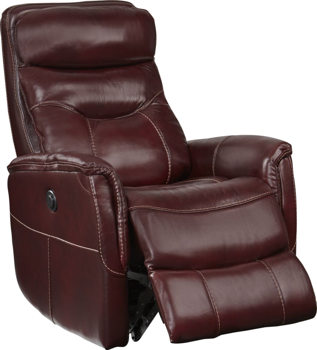 Cindy Crawford Home Bello Burgundy Leather Power Swivel Glider