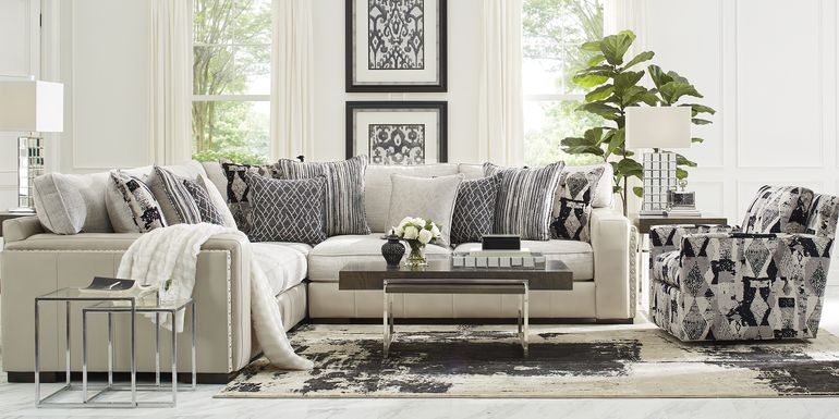 Broad Street Ivory 3 Pc Sectional