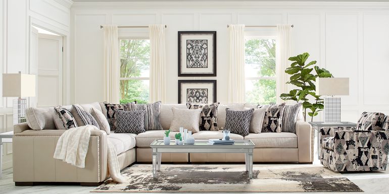 Broad Street Ivory 7 Pc Sectional Living Room