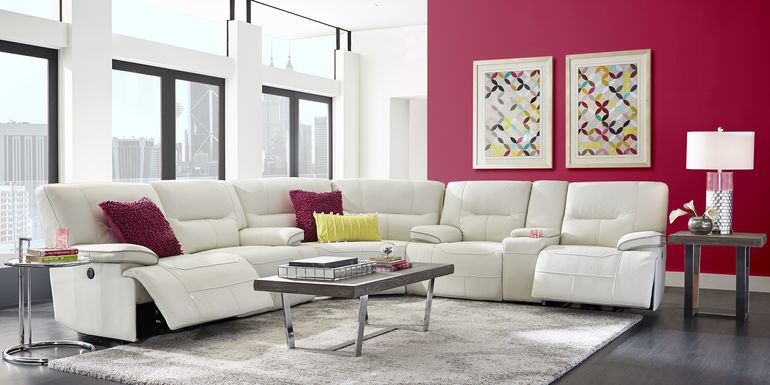 Cindy Crawford Home Caletta Off-White 3 Pc Leather Power Reclining Sectional