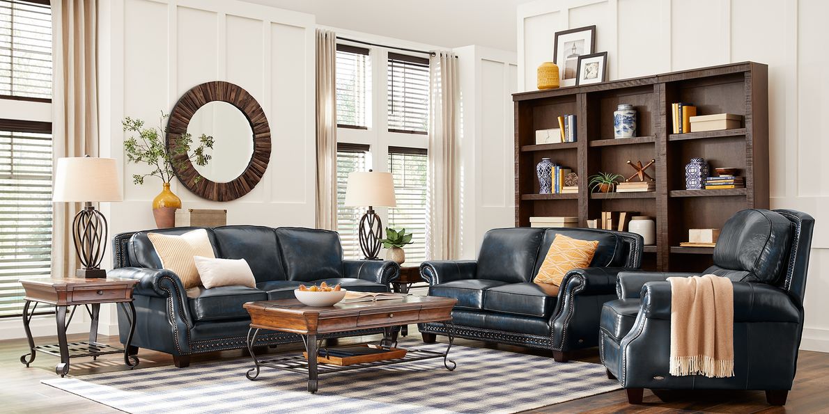 Navy leather deals sleeper sofa