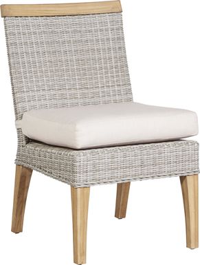 Hamptons Cove Gray Outdoor Side Chair with Flax Cushion