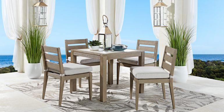 Cindy Crawford Home Lake Tahoe Gray 5 Pc Square Outdoor Dining Set with Beige Cushions