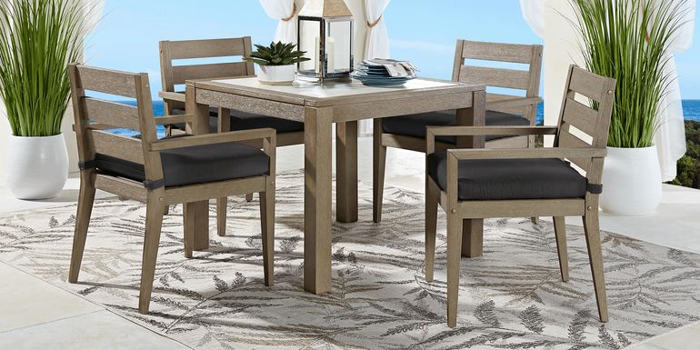 Lake Tahoe Gray 5 Pc Square Outdoor Dining Set with Charcoal Cushions