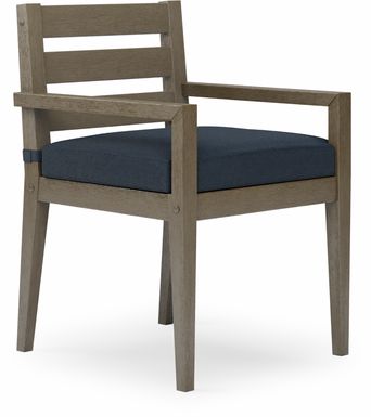 Lake Tahoe Gray Outdoor Arm Chair with Indigo Cushion