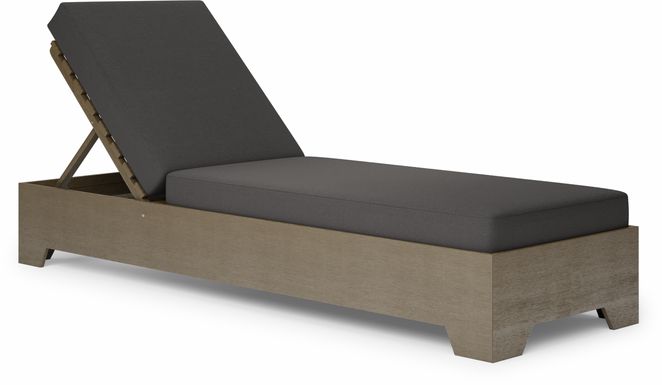 Lake Tahoe Gray Outdoor Chaise with Charcoal Cushions