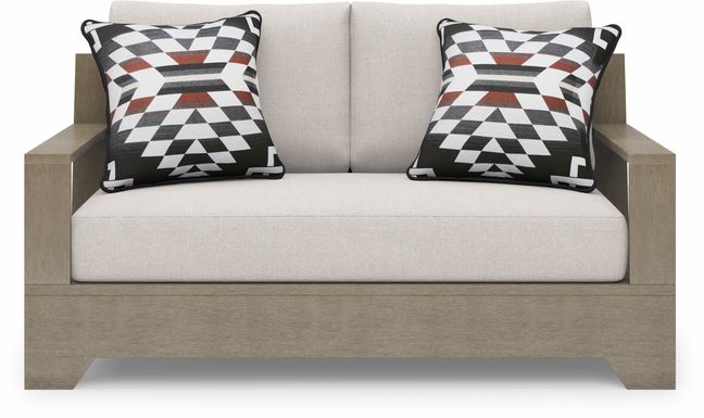 Lake Tahoe Gray Outdoor Loveseat with Seagull Cushions