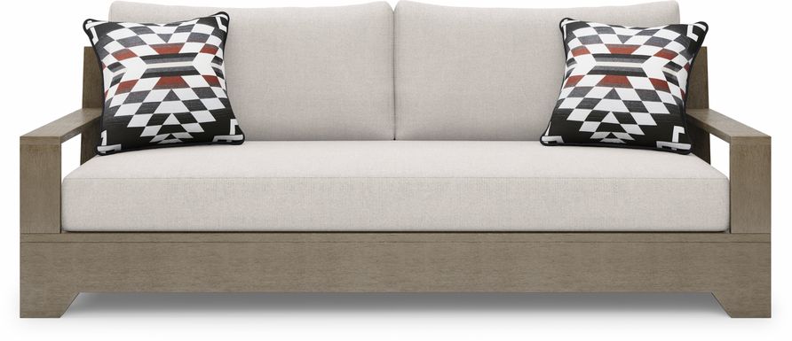 Lake Tahoe Gray Outdoor Sofa with Seagull Cushions