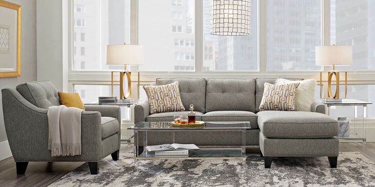 Madison Place Gray Textured Chaise Sofa
