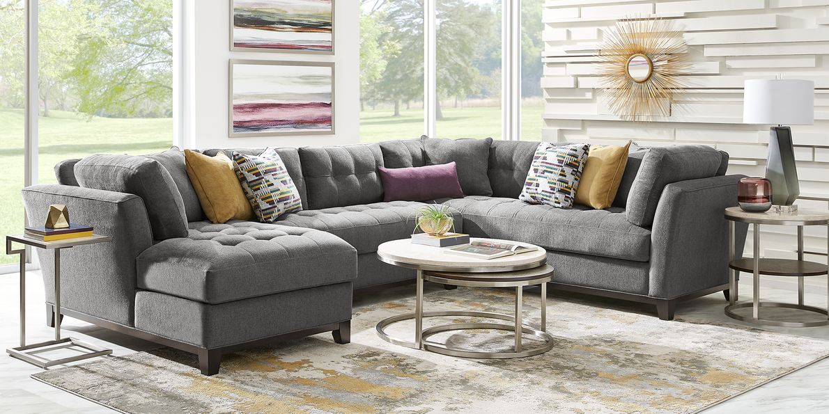 Cindy Crawford Home Metropolis Way Charcoal Textured 3 Pc