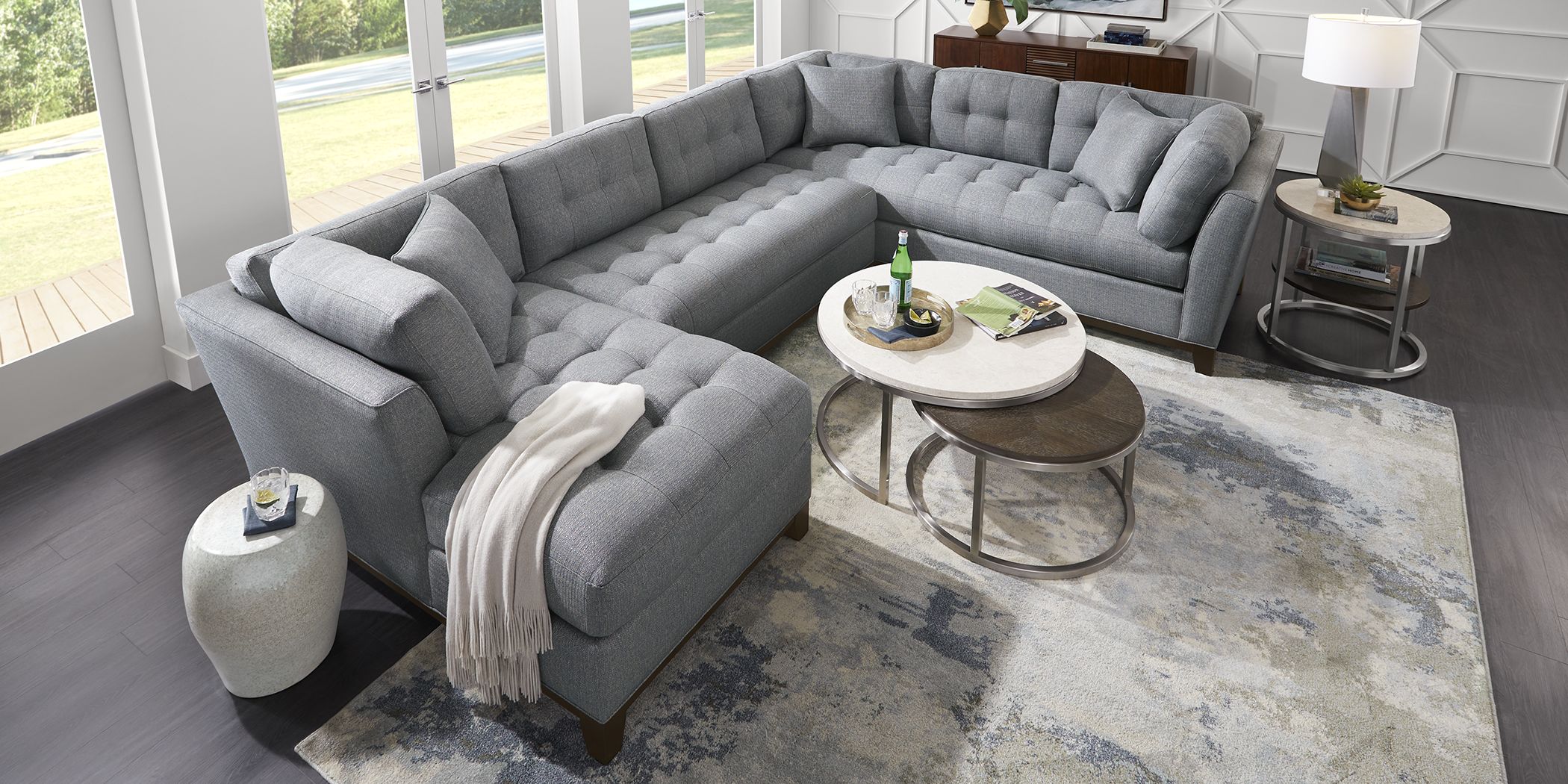 Cindy Crawford Home Metropolis Way Denim Textured 3 Pc Sectional
