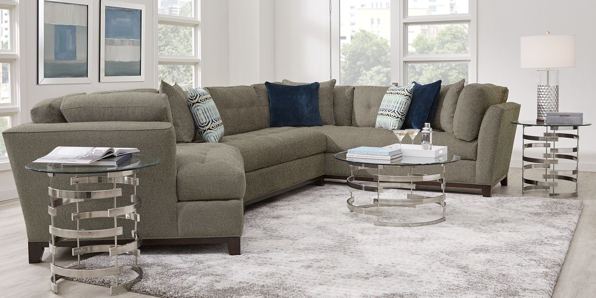 Grey sectional store with cuddler