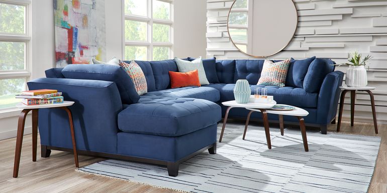 Metropolis Way Sapphire Microfiber 3 Pc Sectional