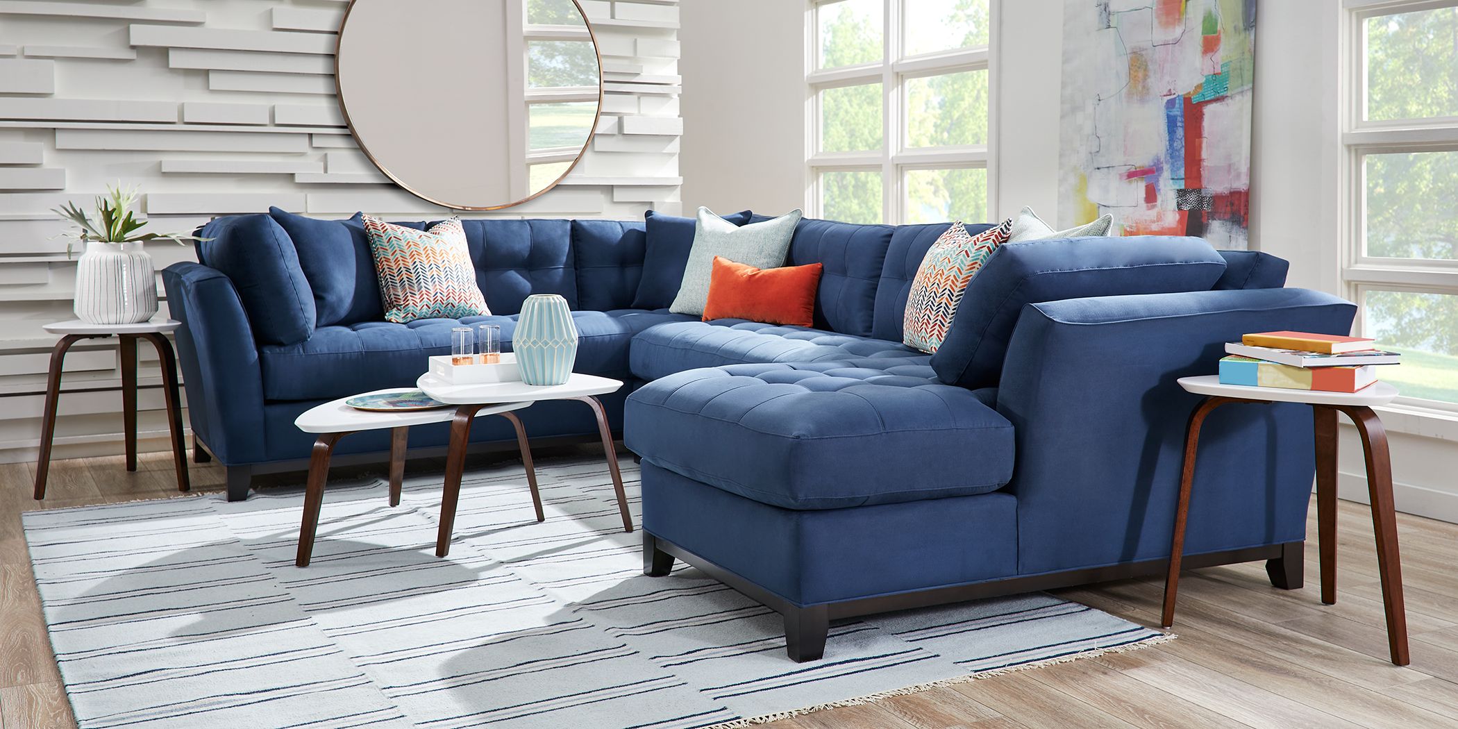 Sapphire blue sectional deals sofa