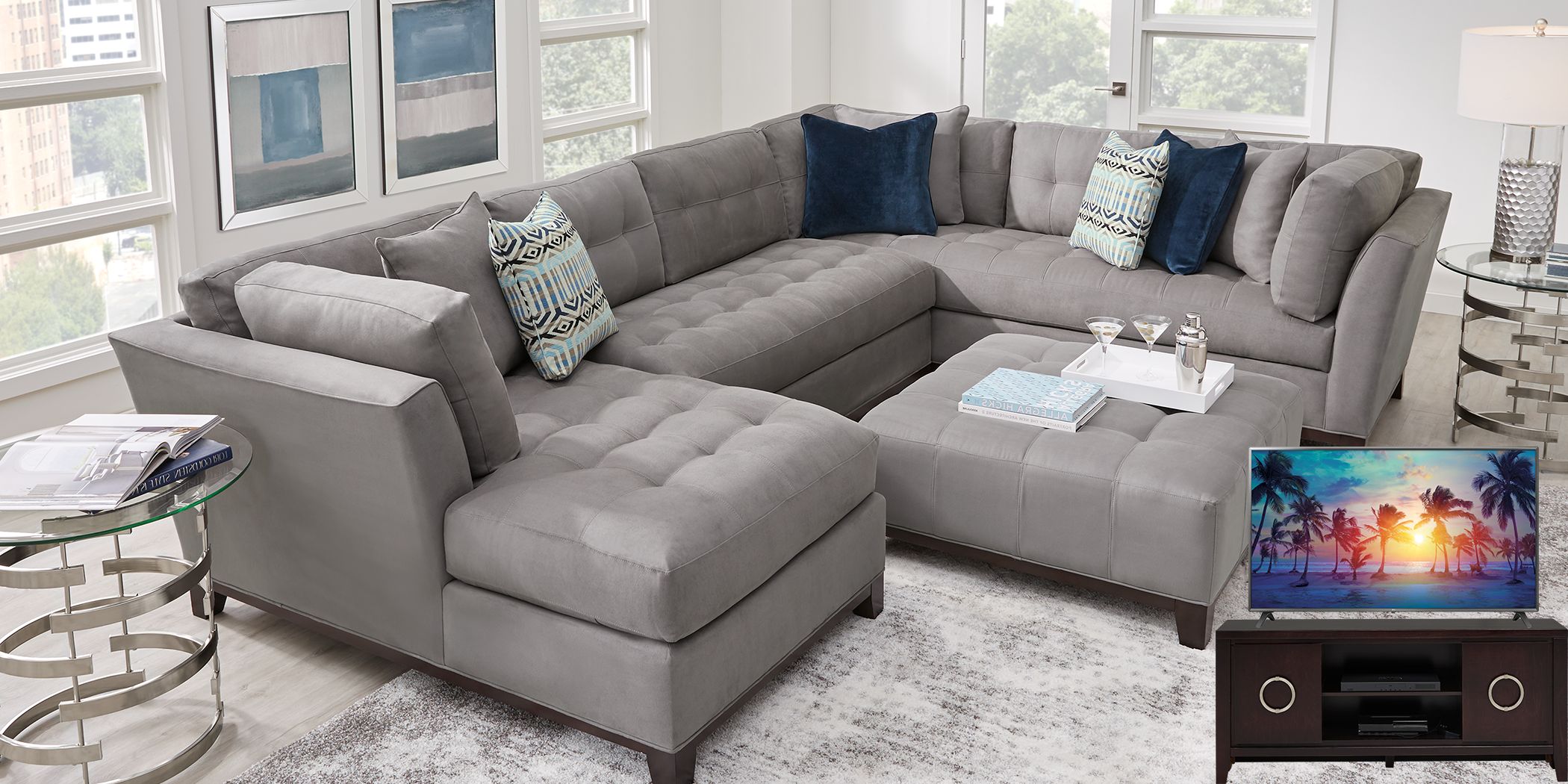 Cindy crawford outlet microfiber sectional