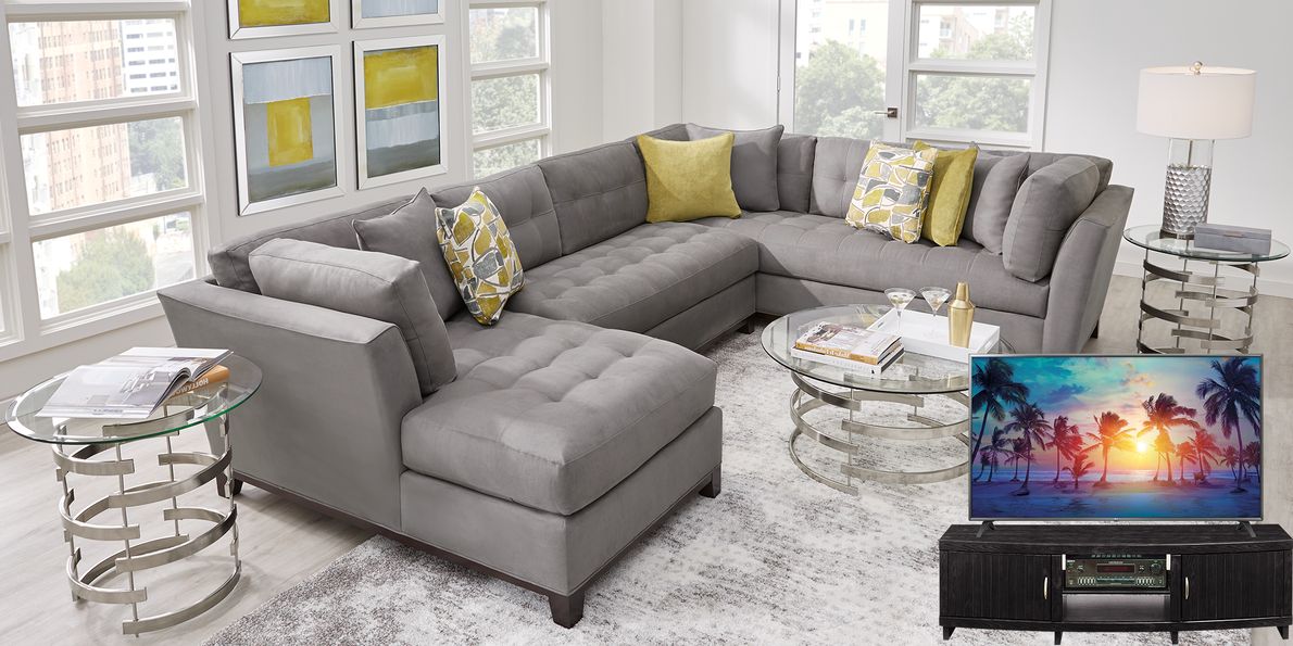 Steel Microfiber 5 Pc Sectional Living