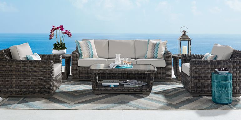 Montecello Gray 4 Pc Outdoor Seating Set with Silver Cushions