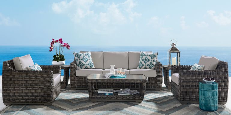 Montecello Gray 4 Pc Outdoor Seating Set with Silver Cushions