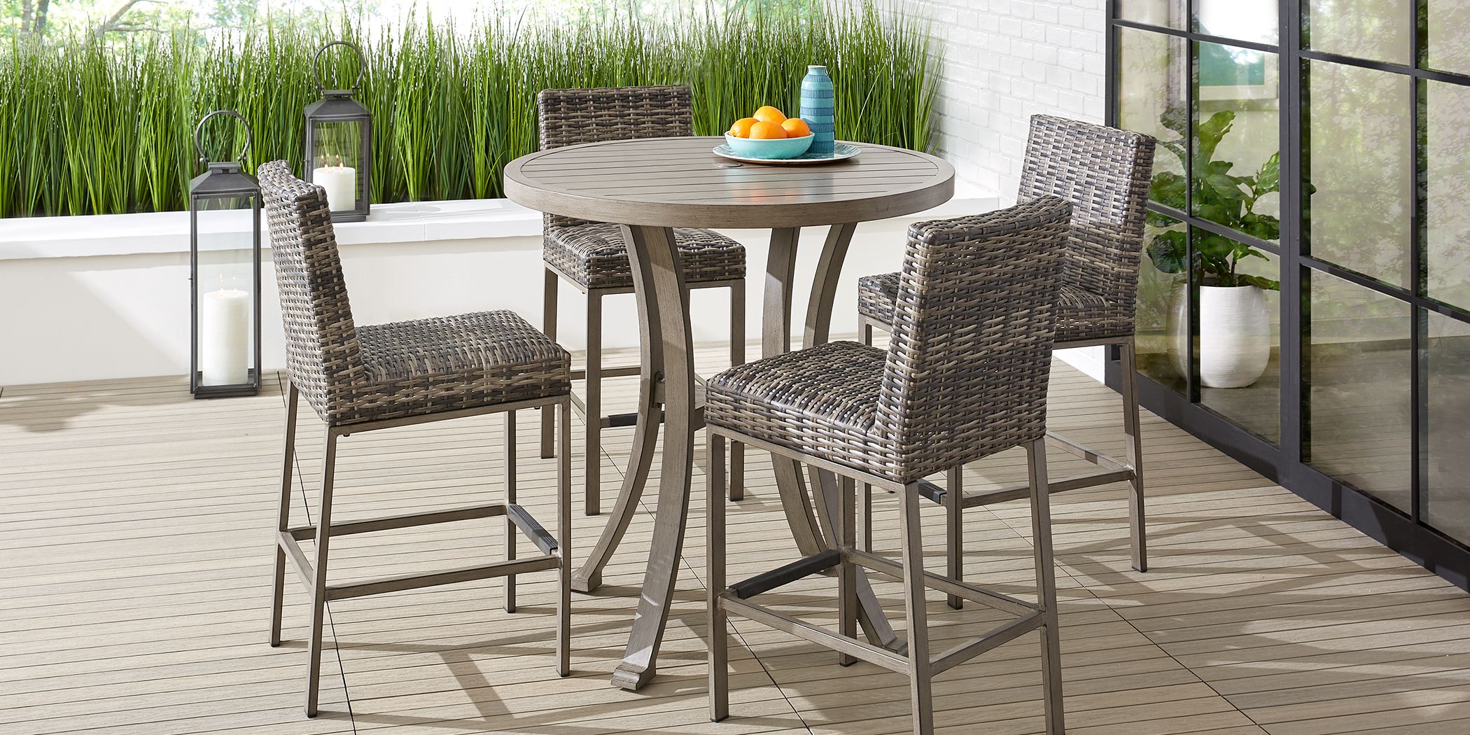 Outdoor 5 piece bar deals height dining set