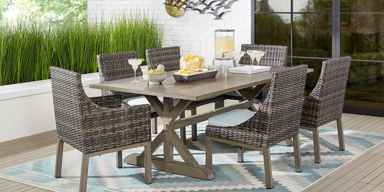 Montecello Gray 5 Pc 84 in. Rectangle Outdoor Dining Set with Mist Cushions