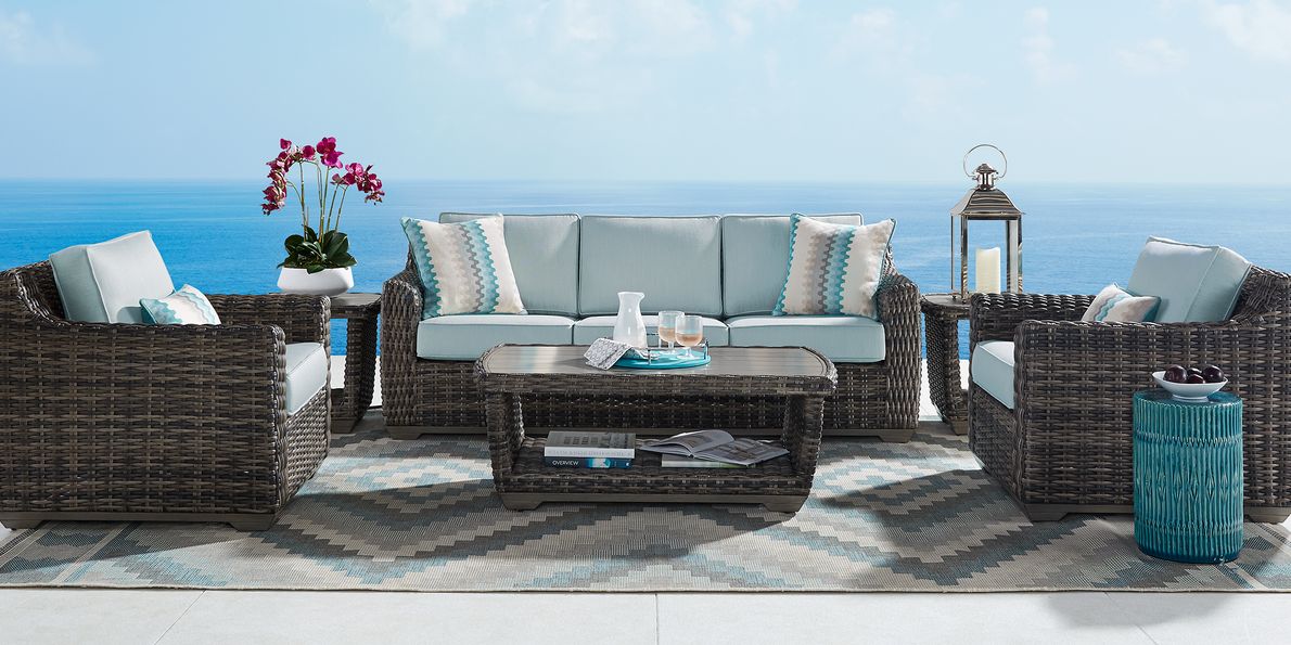 Sunbrella 6 piece woven seating set hot sale