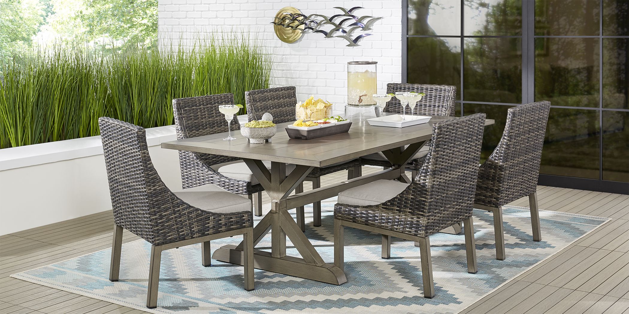 Montecello Gray 7 Pc 84 in. Rectangle Outdoor Dining Set with