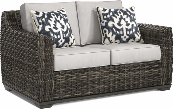 Montecello Gray Outdoor Loveseat with Silver Cushions