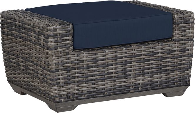 Montecello Gray Outdoor Ottoman with Ink Cushion